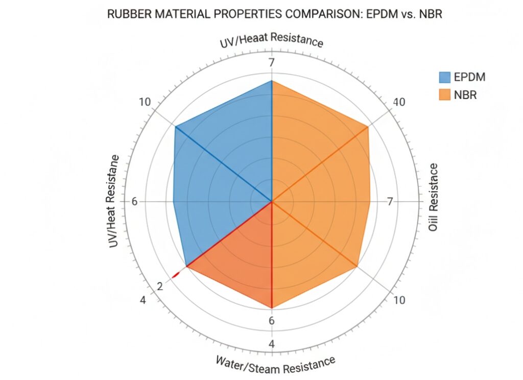 EPDM rubber material properties comparison chart