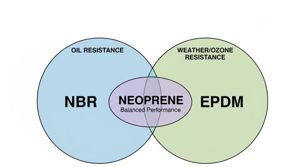 Comparison of Neoprene vs NBR vs EPDM rubber properties