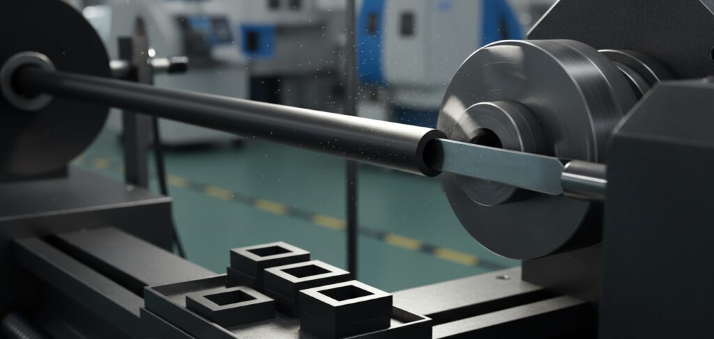 Advanced lathe cutting process producing flash-free square section rings and lathe cut O-rings with zero tooling costs