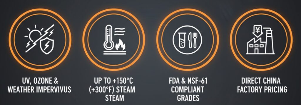 Core advantages of EPDM O-rings: UV resistance, steam resistance, FDA compliance, and direct factory pricing