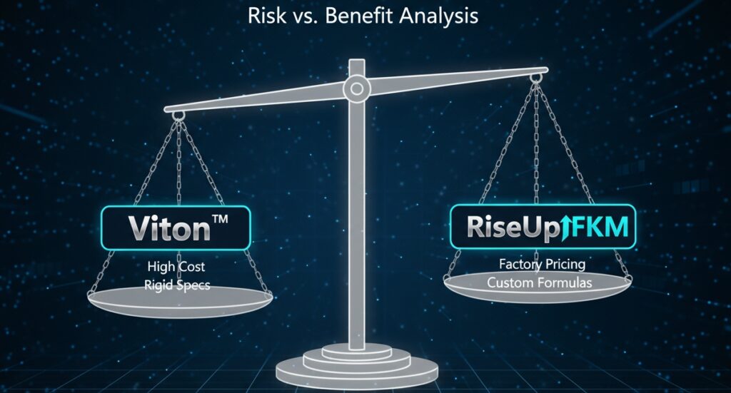 Technical comparison of FKM and FFKM showing temperature limits and chemical resistance boundaries