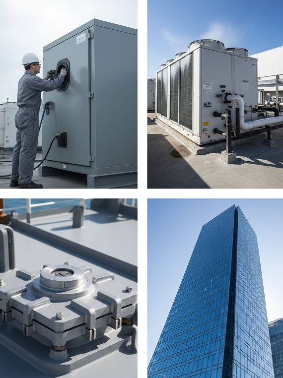 Neoprene CR cord applied in 5G telecom enclosures, HVAC chillers, marine hatches, and glass curtain walls