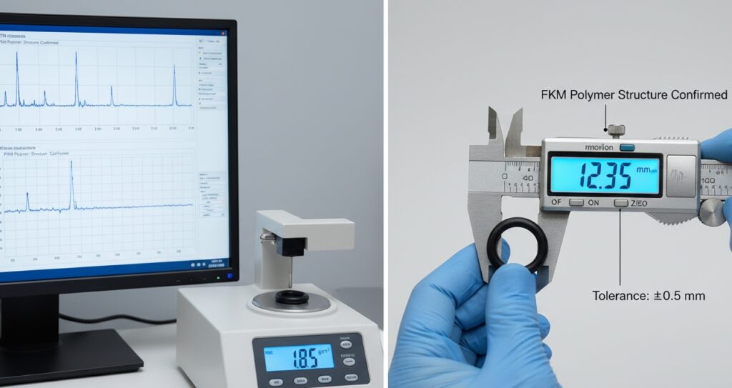 Scientific authentication of genuine Viton FKM using FTIR spectroscopy and extreme precision dimensional measurement