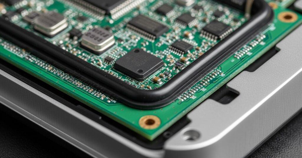 Precision custom made rubber parts for electronics providing IP67 waterproof sealing and EMI shielding