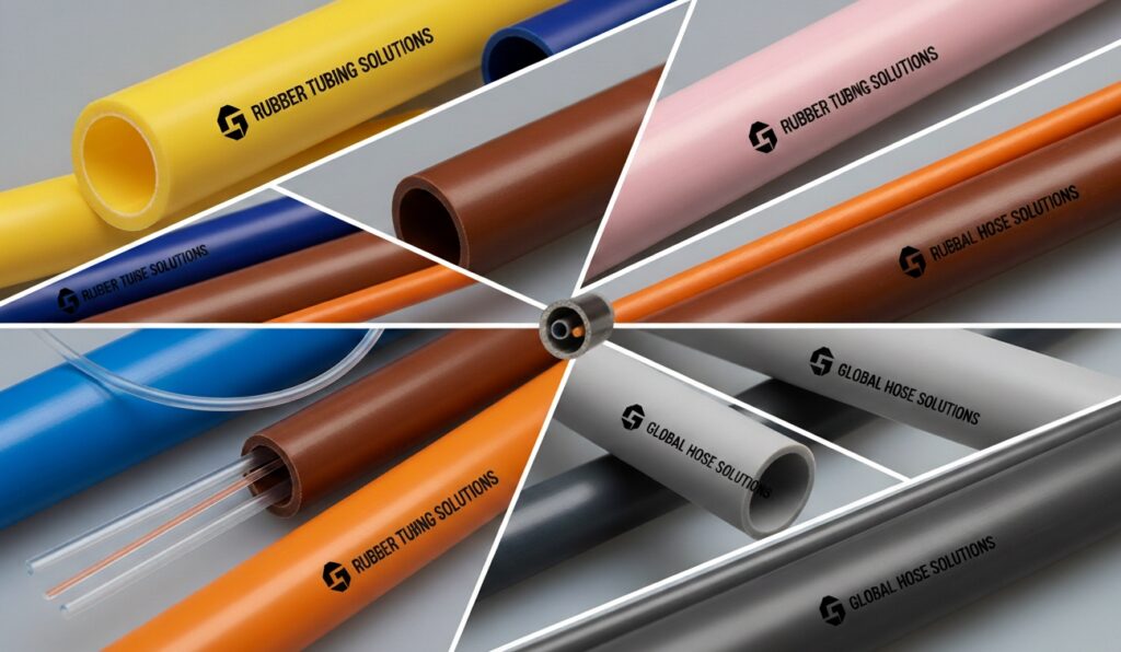 Bespoke customization options for rubber tubing: custom colors, exact dimensions, Shore A hardness, and OEM logo printing