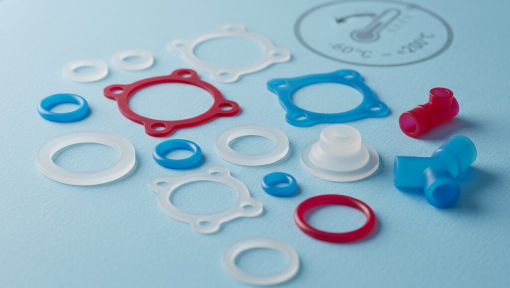Clean custom silicone rubber parts manufactured for medical and food grade applications