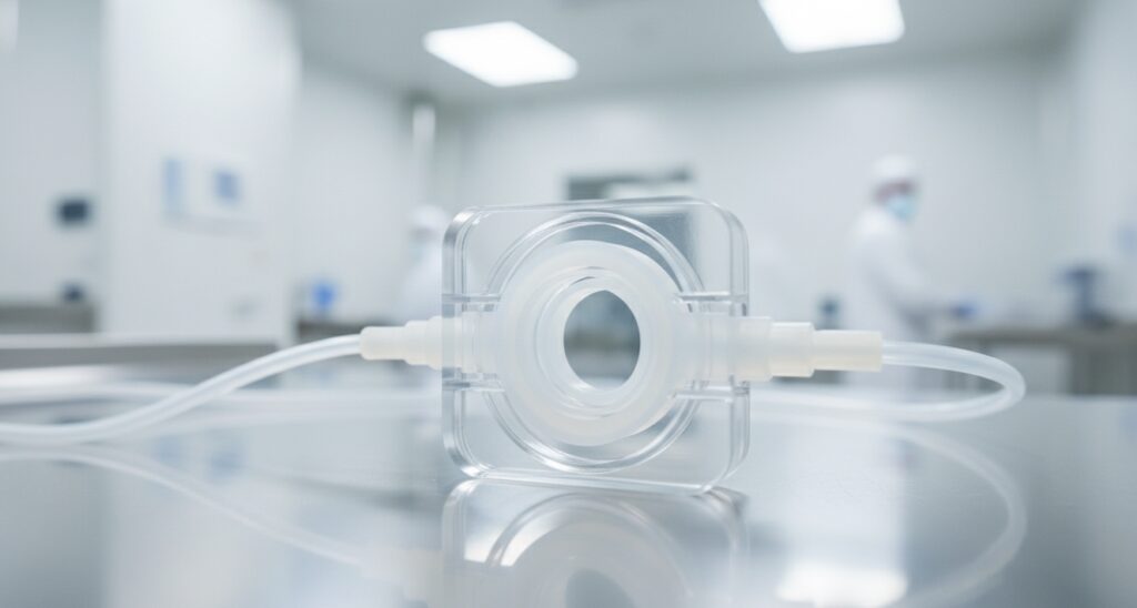 Biocompatible platinum-cured silicone sealing gasket manufactured for medical devices