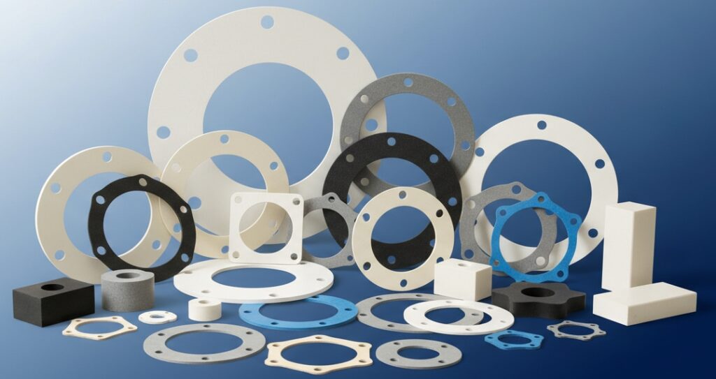 Chemically inert PTFE custom gaskets for food processing and aggressive acids
