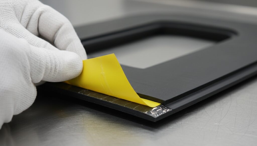 3M pressure-sensitive adhesive (PSA) tape application on custom rubber extrusion profiles