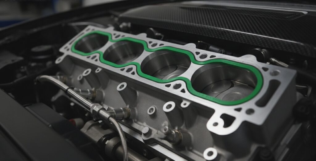 Key industrial applications for custom HNBR gaskets including automotive engines