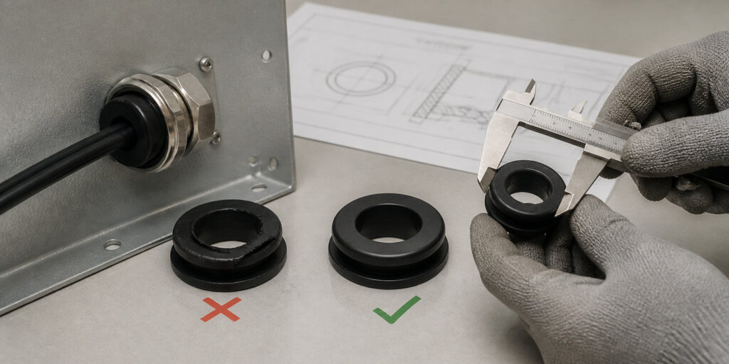 Engineering review used to solve a custom rubber grommet installation problem
