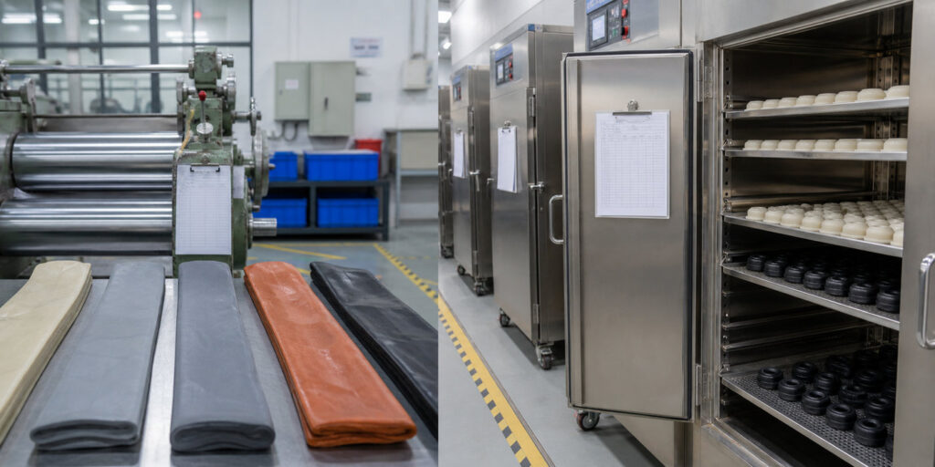 In-house rubber compounding and post-curing equipment at RiseUp Rubber