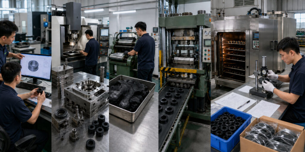 RiseUp custom rubber grommet factory tooling molding inspection and engineering capabilities