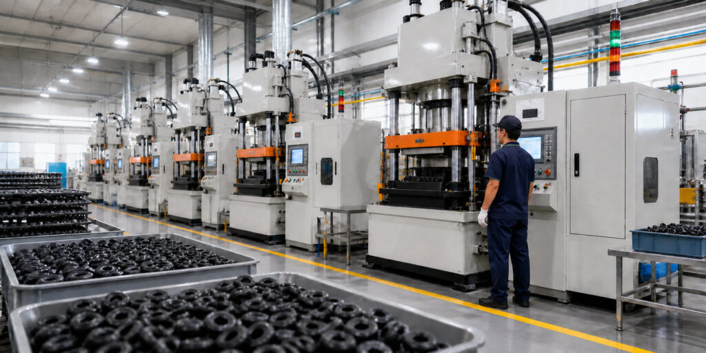 Hydraulic molding presses for high-volume custom rubber grommet production