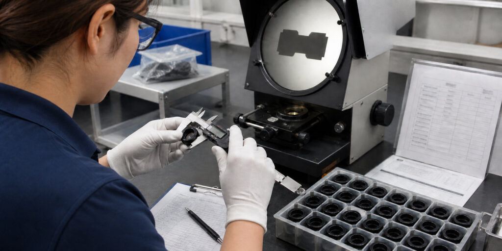 Dimensional inspection and batch traceability for custom rubber grommets