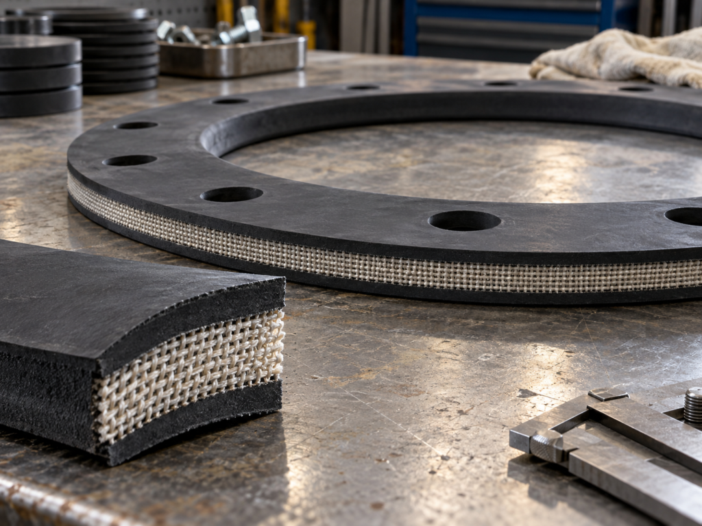 Cloth inserted neoprene gasket with reinforced dimensional stabilit